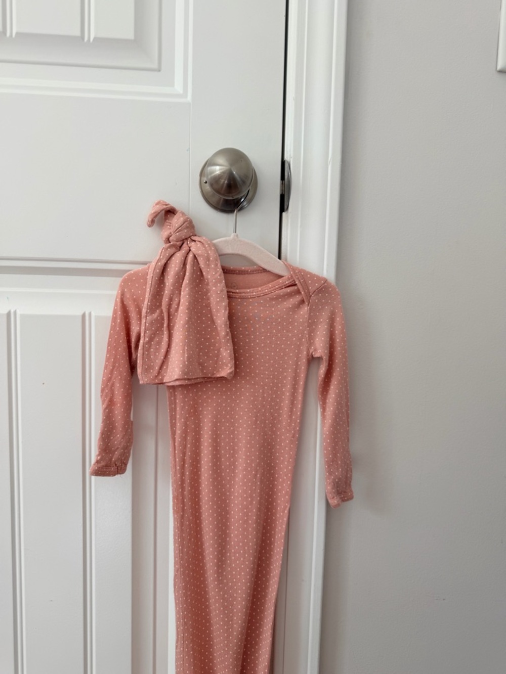 Solly Baby Dusty Pink Polka Dot Baby Gown - Picture 2 of 3